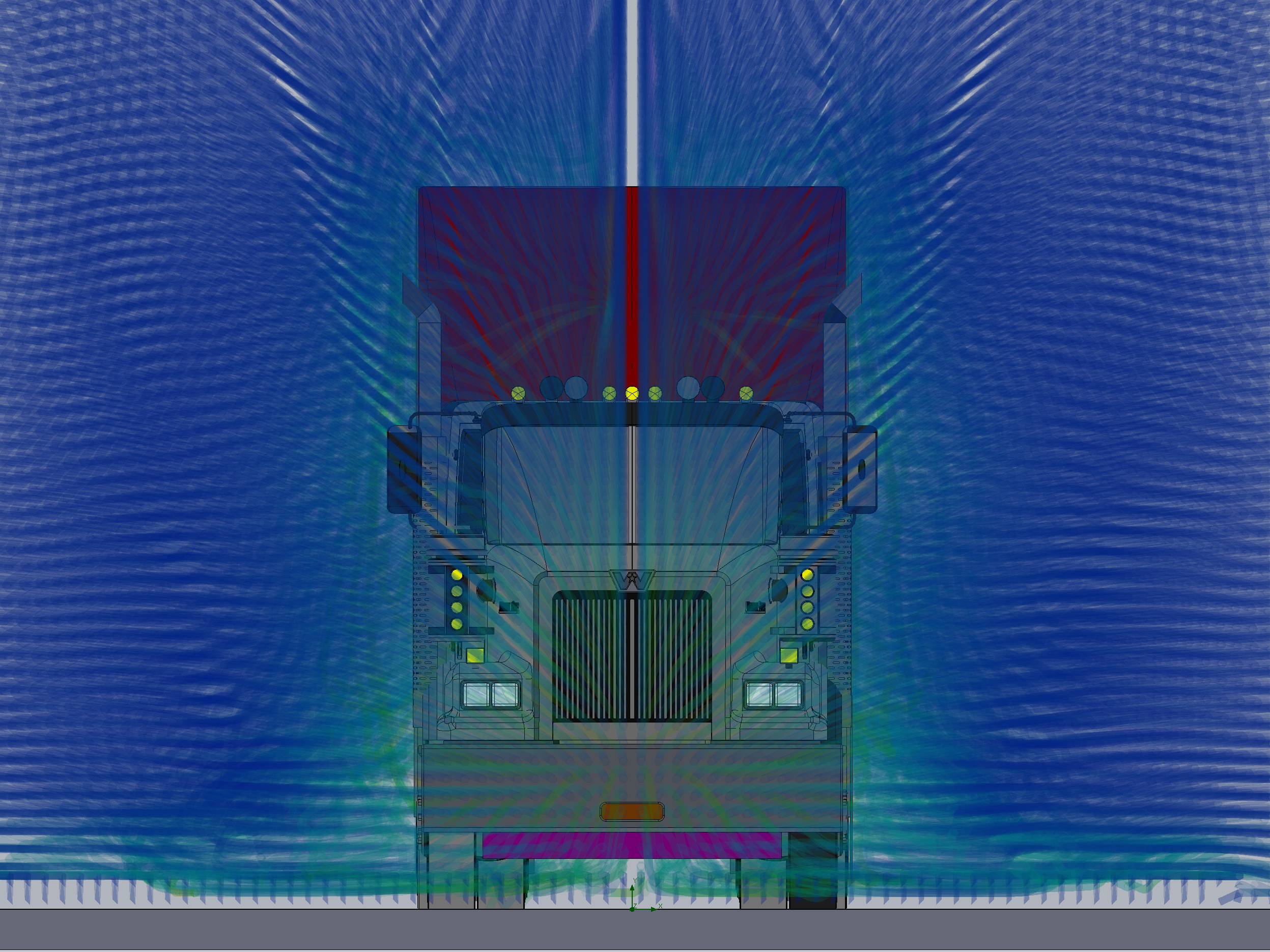 Aerodynamic Truck Flow Trajectory - Front View