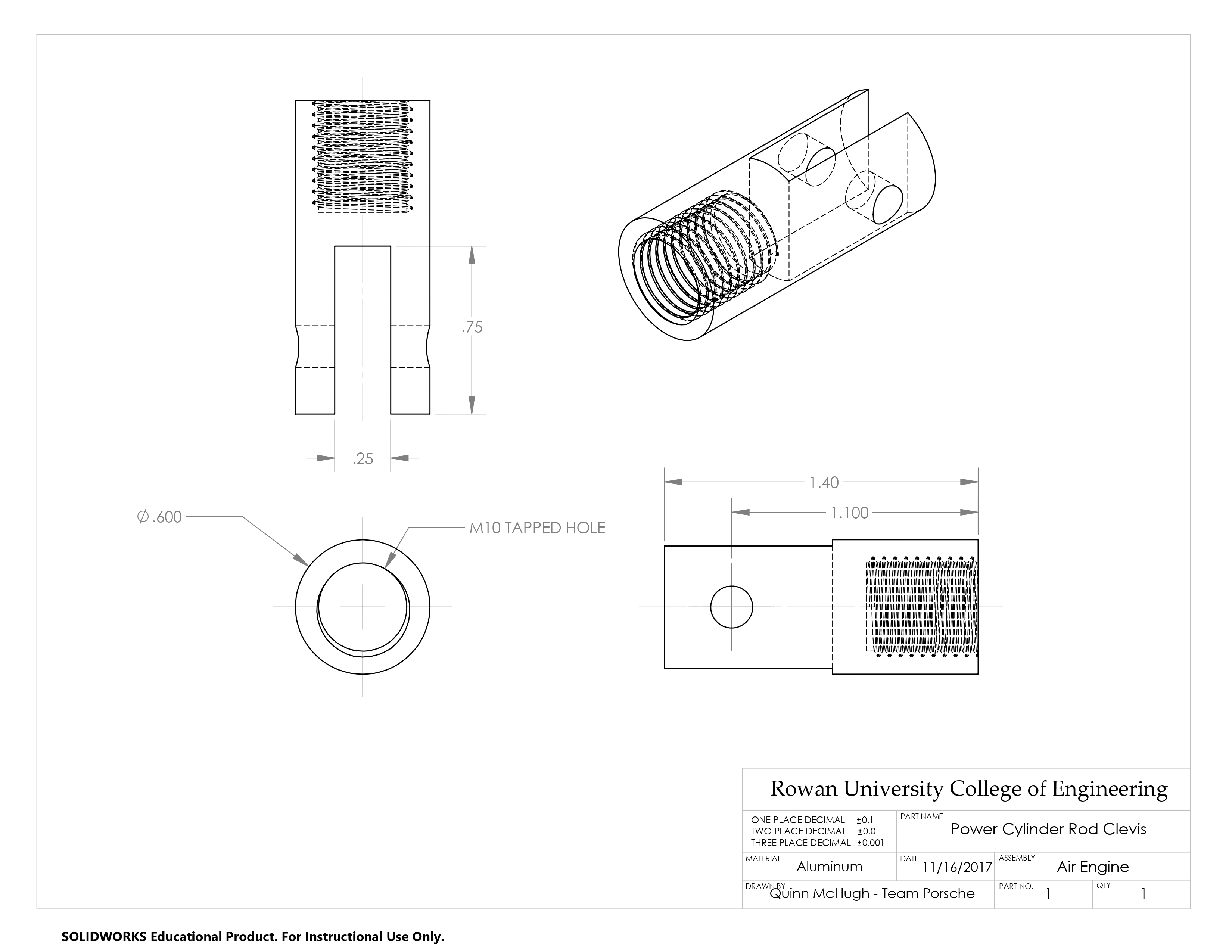 CAD Drawing - Power Cylinder Rod Clevis