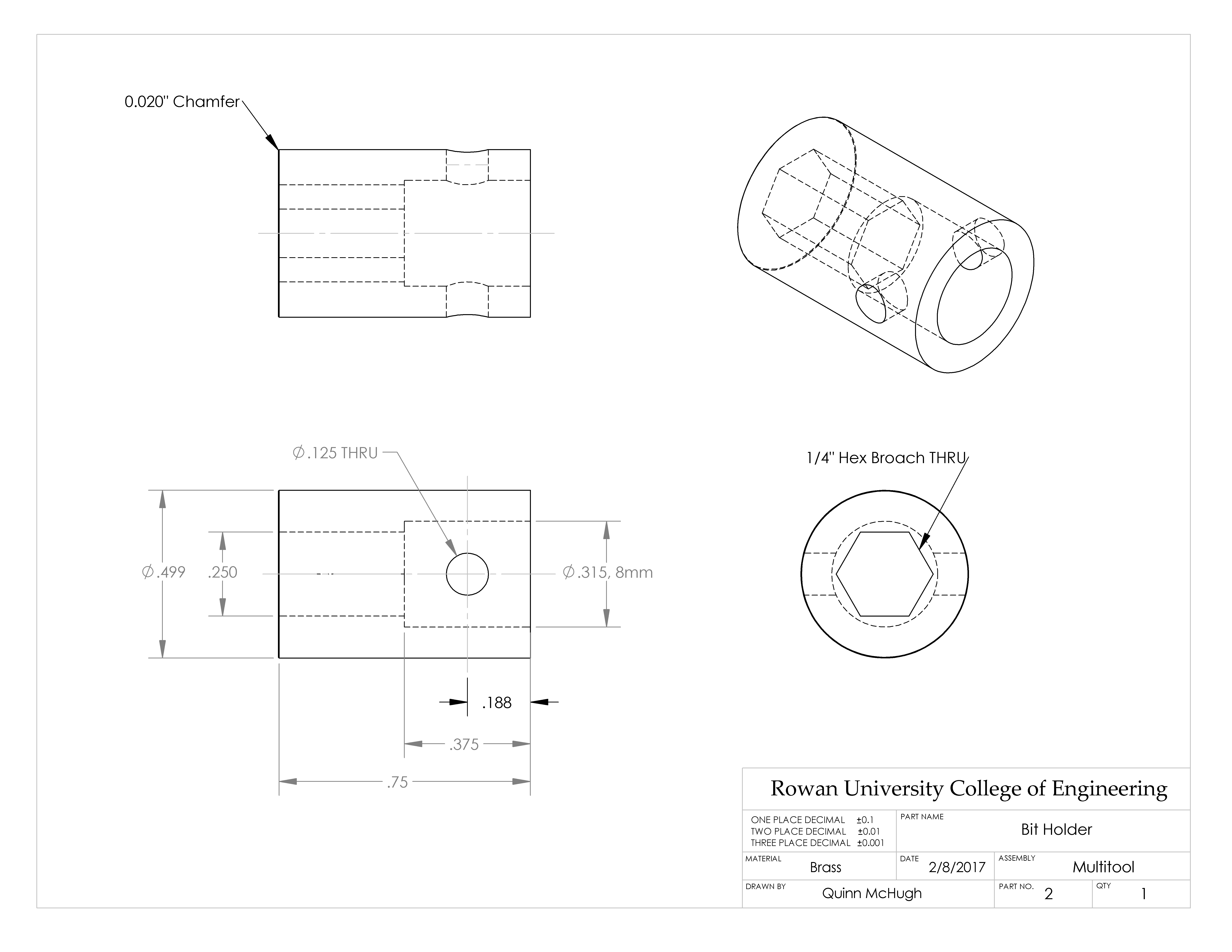 Machined Multitool CAD Drawing - Bit Holder