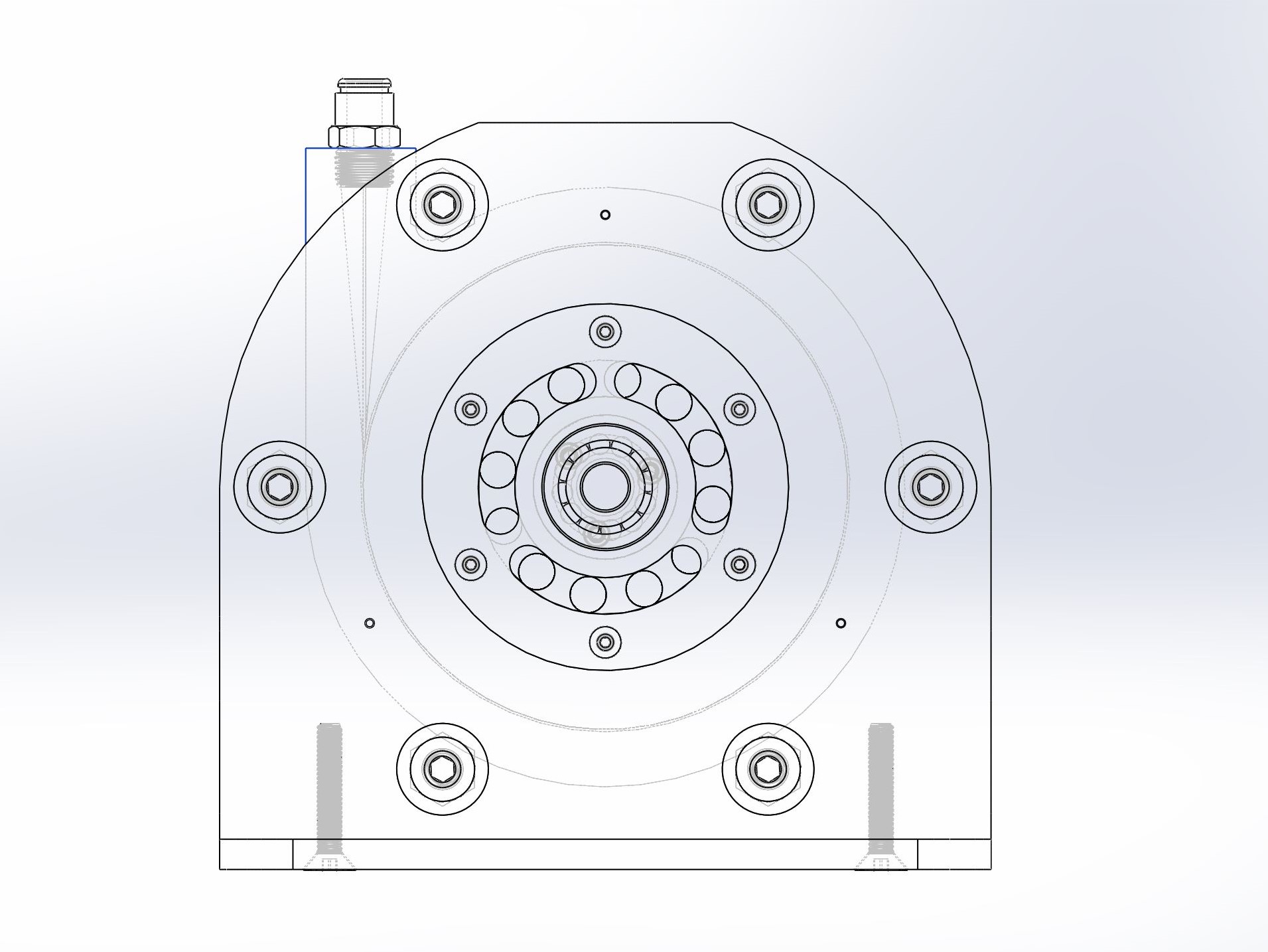 CAD Render - Front View, Transparent Body